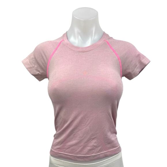 Lululemon Swiftly Tech Pink Crewneck Short Sleeve Activewear Tee T-shirt Top 4 - Picture 1 of 3